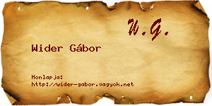 Wider Gábor névjegykártya